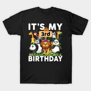 Its My 3rd Birthday Shirt Safari Zoo Animals Lover Birthday Party T-Shirt